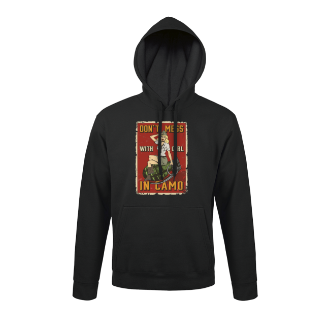 Sweat-shirt Noir Don't Mess with girl - Army Design by Summit Outdoor