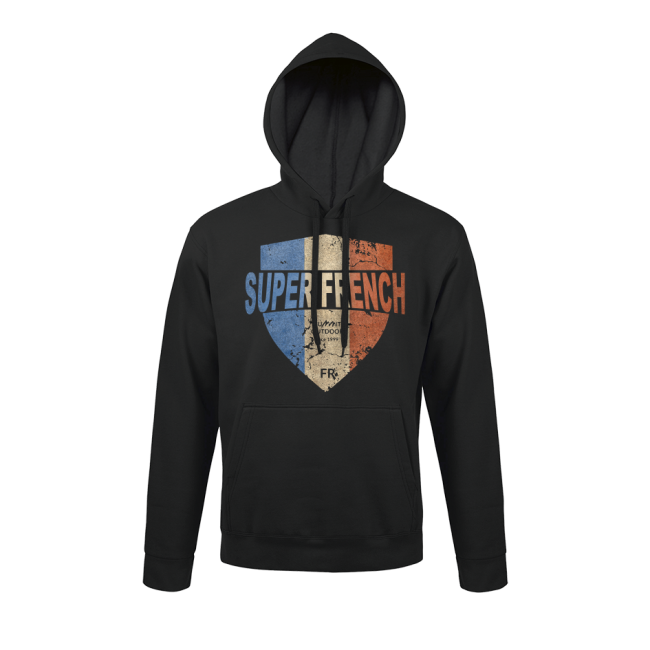 Sweat-shirt Noir Ecusson Superfrench - Army Design by Summit Outdoor