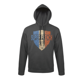 Sweat-shirt Gris Anthracite Ecusson Superfrench - Army Design by Summit Outdoor