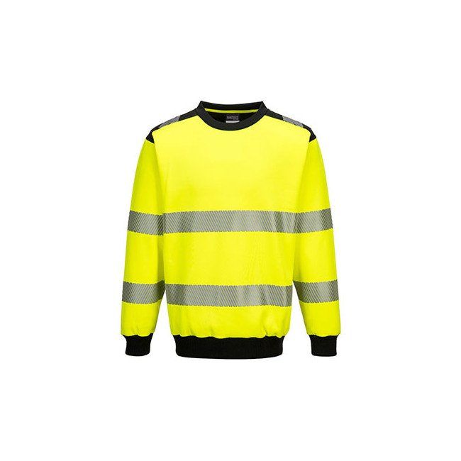 Bluza z okrągłym kołnierzem PW3 wysokiej widoczności Żółta i Czarna - Portwest