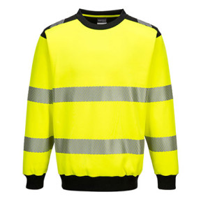 PW3 Rundhals-Sweatshirt Hohe Sichtbarkeit Gelb und Schwarz - Portwest