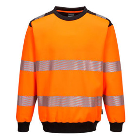 Sweat col rond PW3 haute visibilité Orange et Noir - Portwest