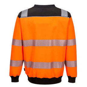 Sweat col rond PW3 haute visibilité Orange et Noir - Portwest