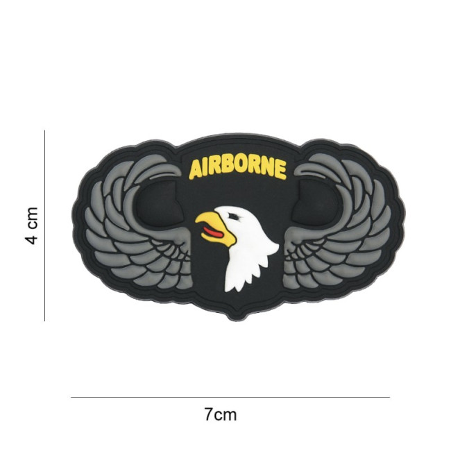 Patch 3D PVC 101st Airborne silver wings - 101 Inc