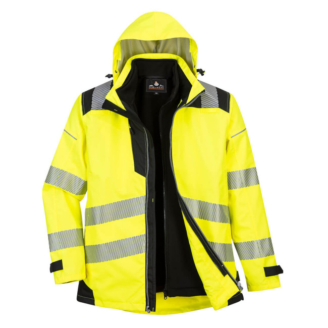 PW3 3-in-1 hoge zichtbaarheid parka Geel Zwart - Portwest