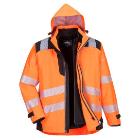 Parka PW3 3 en 1 haute visibilité Orange Noir - Portwest
