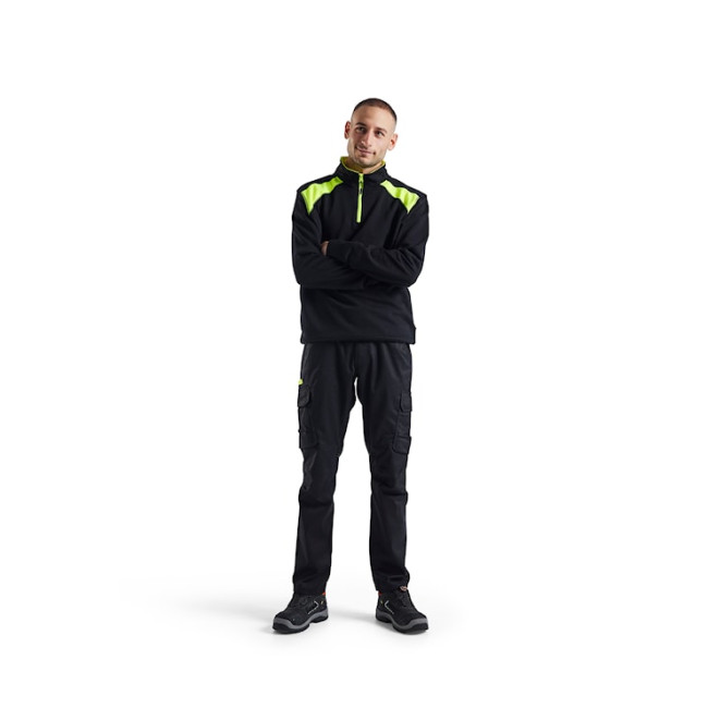 Sweat col camionneur bicolore Noir/Jaune fluo - Blaklader