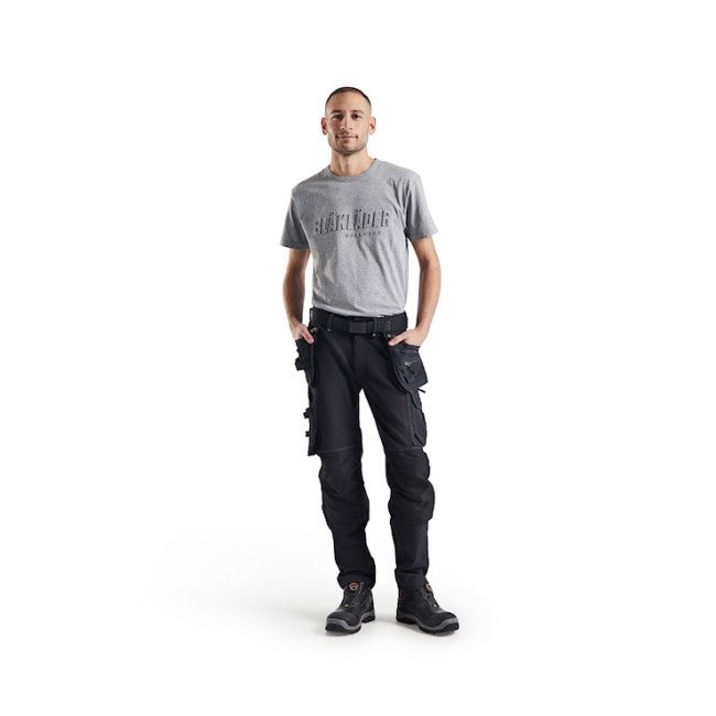 T-shirt nadruk 3D Szary melanż - Blaklader