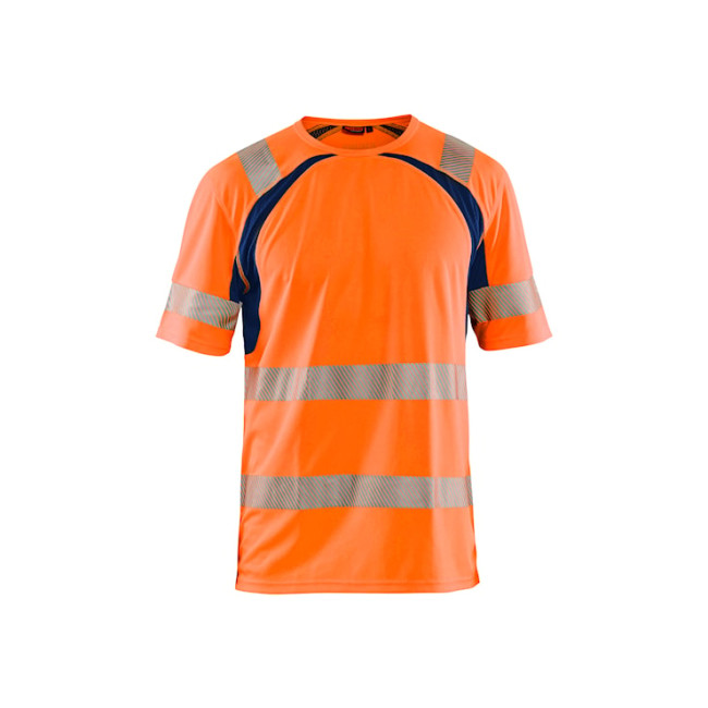 UV-Schutz-T-Shirt Warnschutz Neonorange/Marine - Blaklader