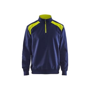 Sweat col camionneur bicolore Marine/Jaune fluo - Blaklader