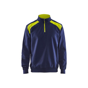 Sweat col camionneur bicolore Marine/Jaune fluo - Blaklader