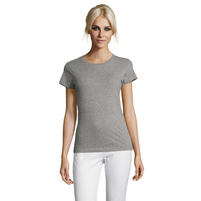 DAMES T-SHIRT REGENT WOMEN GRIJS GEMÊLEERD - SOL'S