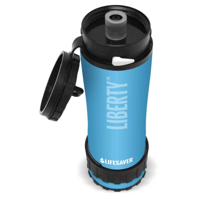 Liberty fles met waterzuiveraar Blauw - LifeSaver