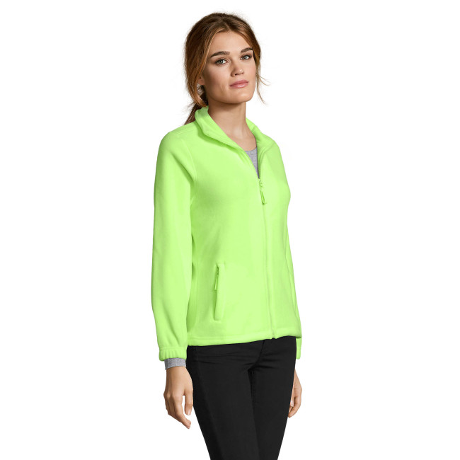 Dames microfleece vest met rits north fluor geel - Sol's