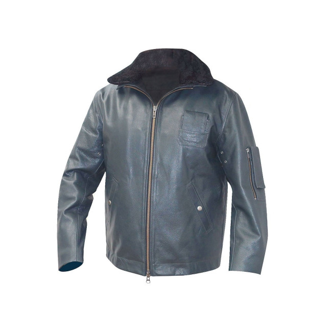 Blouson Cuir Pilote Bleu - Patrol Équipements