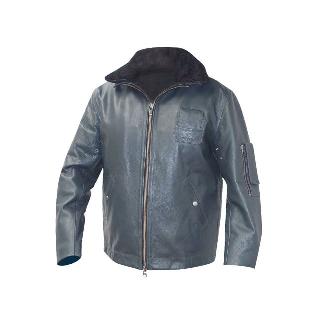 Blouson Cuir Pilote Bleu - Patrol Équipements
