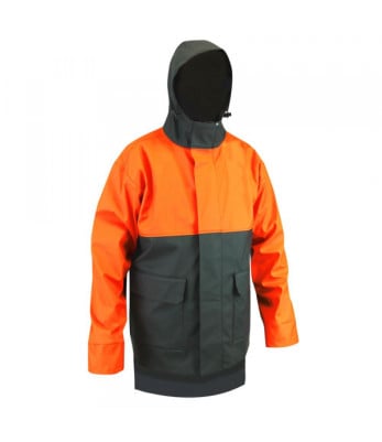 veste bicolore de pluie / chasse foudre kaki/orange fluo - lma
