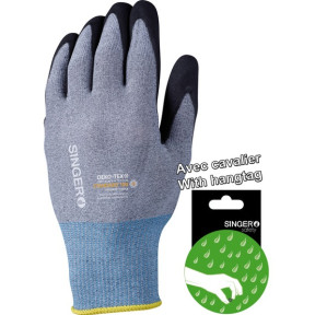 Nitriel schuim handschoenen zonder noppen gauge 15 Grijs/Zwart - Singer Safety
