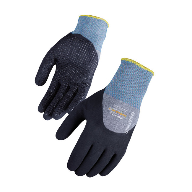 Schutzhandschuhe mit 3/4 Nitrilbeschichtung und Noppen, Gauge 15 - Singer Safety