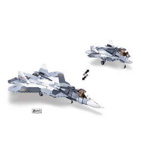 Avion de chasse gris et blanc M38-B0986 - Sluban