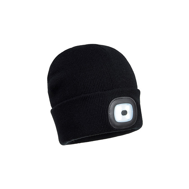 Muts met oplaadbare USB LED hoofdlamp Zwart - Portwest