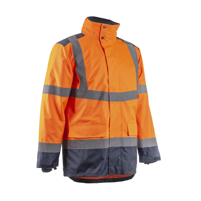 Parka pluie HV Kazan orange et marine - Coverguard