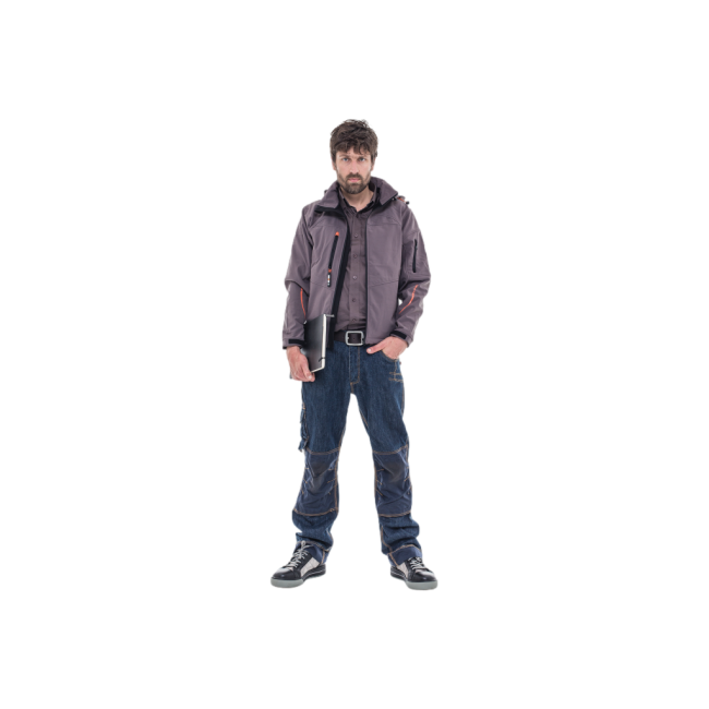 Graue Softshell-Jacke mit Kapuze - HEROCK