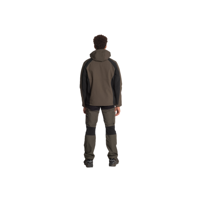 Softshell met capuchon TRYSTAN Donker Kaki/Zwart - Herock