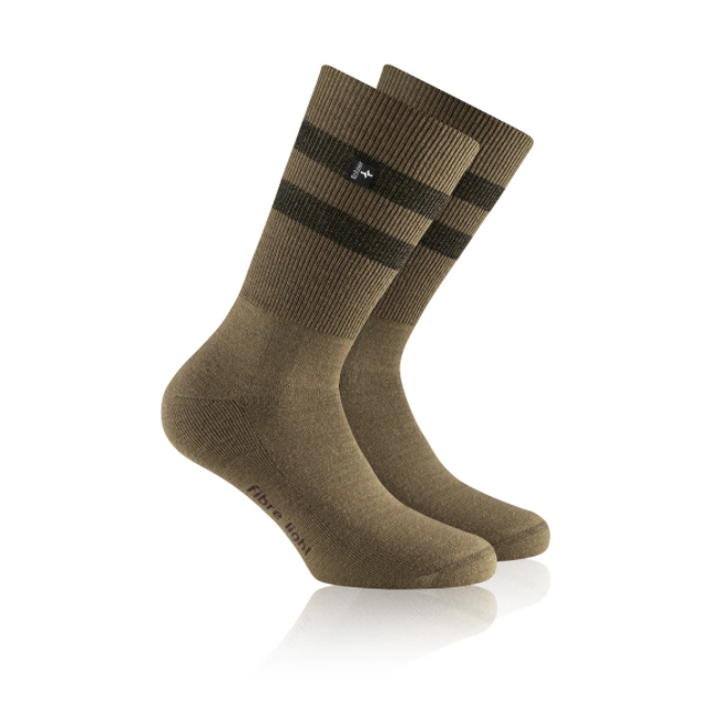 Sokken fiber light super kaki met strepen - Rohner