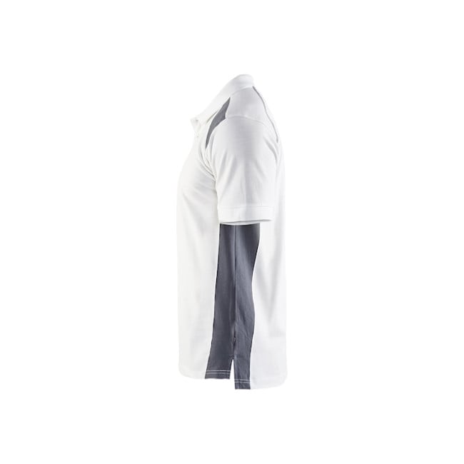 Polo Piqué Blanc/Gris clair - Blaklader
