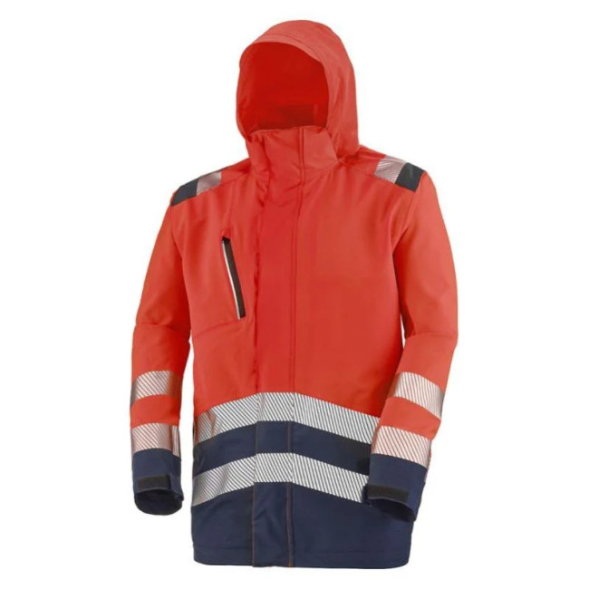 Parka coquée Erwin rouge fluo et marine - Lafont