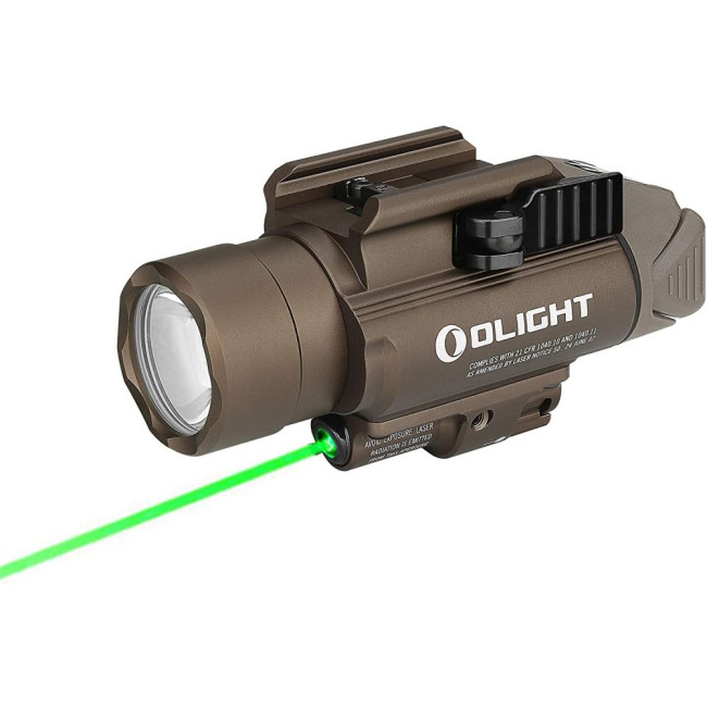 Tactische zaklamp Baldr Pro met groene laser 1350 lumen tan - Olight