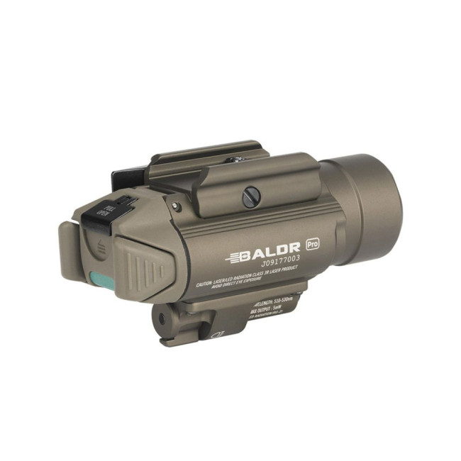 Tactische zaklamp Baldr Pro met groene laser 1350 lumen tan - Olight