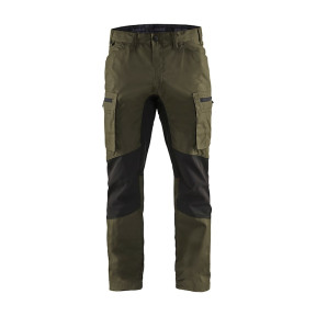 Pantalon maintenance +stretch Vert Kaki/Noir - Blaklader