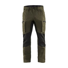 Pantalon maintenance +stretch Vert Kaki/Noir - Blaklader