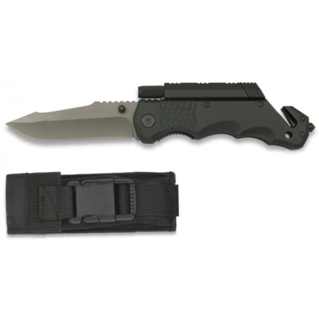 Couteau de poche silex et torche Noir - K25