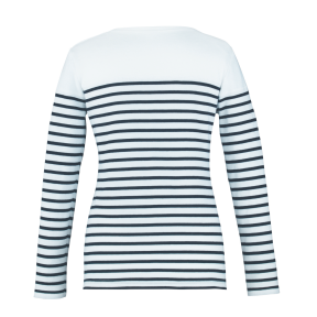 Dames t-shirt lange mouwen Ancre Wit gestreept marineblauw - Robur