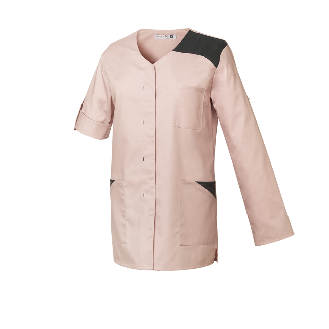 Damen-Tunika Flavie mit langen Ärmeln Rosa und Anthrazit - Robur