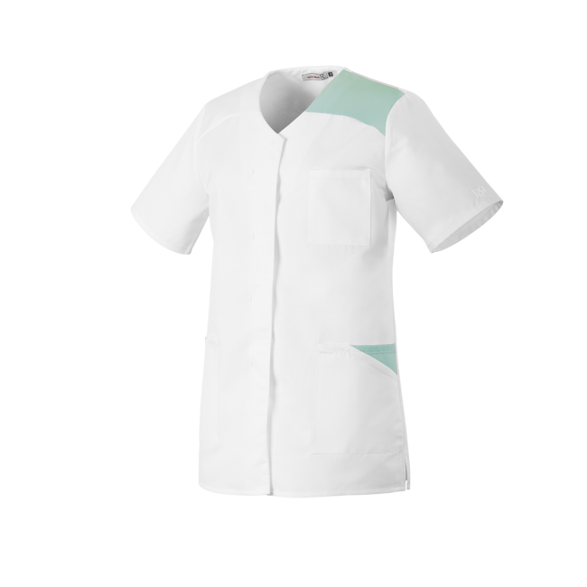 Tunique femme manches courtes Flavie blanc et menthe - Robur