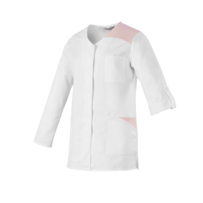 Dames tuniek lange mouwen Flavie wit en roze - Robur