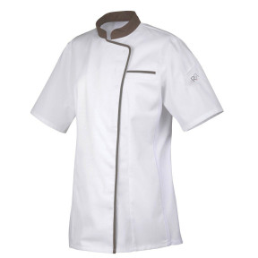 Veste femme manches courtes Expression Blanc et marron - Robur