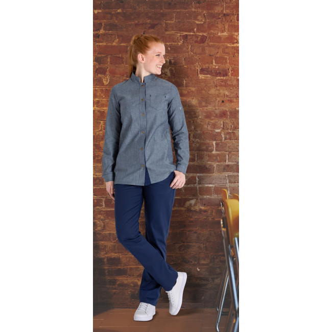 Dames vest lange mouwen Briva Blauw chambray - Robur