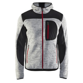 Strickjacke mit Kapuze Grau meliert/Schwarz - Blaklader