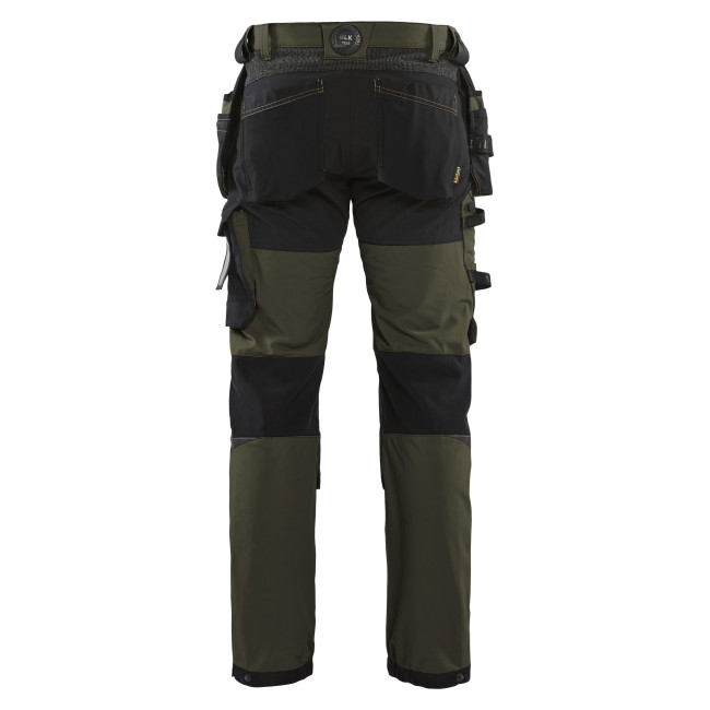 Pantalon artisan stretch 4D Vert Kaki/Noir - Blaklader