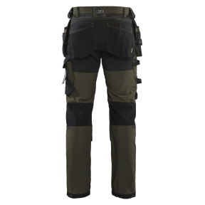 Spodnie rzemieślnicze stretch 4D Khaki Zielony/Czarny - Blaklader