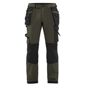 Pantalon artisan stretch 4D Vert Kaki/Noir - Blaklader