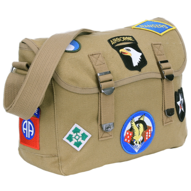 Canvas schoudertas emblemen Tweede Wereldoorlog coyote - Fostex