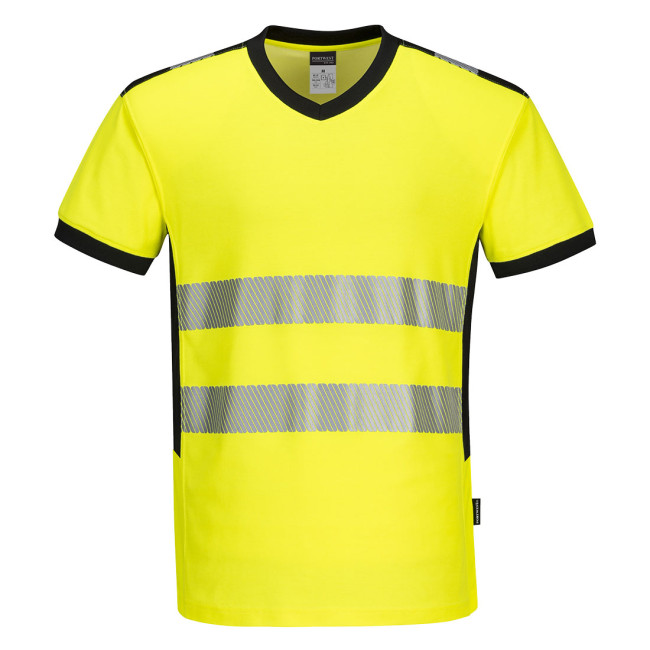 T-shirt col V PW3 Hi-Vis jaune - Portwest
