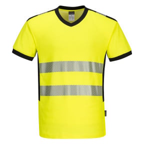 T-Shirt mit V-Ausschnitt PW3 Hi-Vis gelb - Portwest
