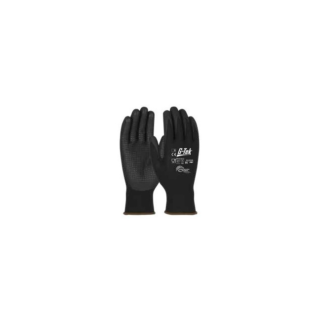 6er-Pack G-TEK 3RX Schnittschutz-A-Handschuhe aus recyceltem PET mit Noppen Schwarz - PIP